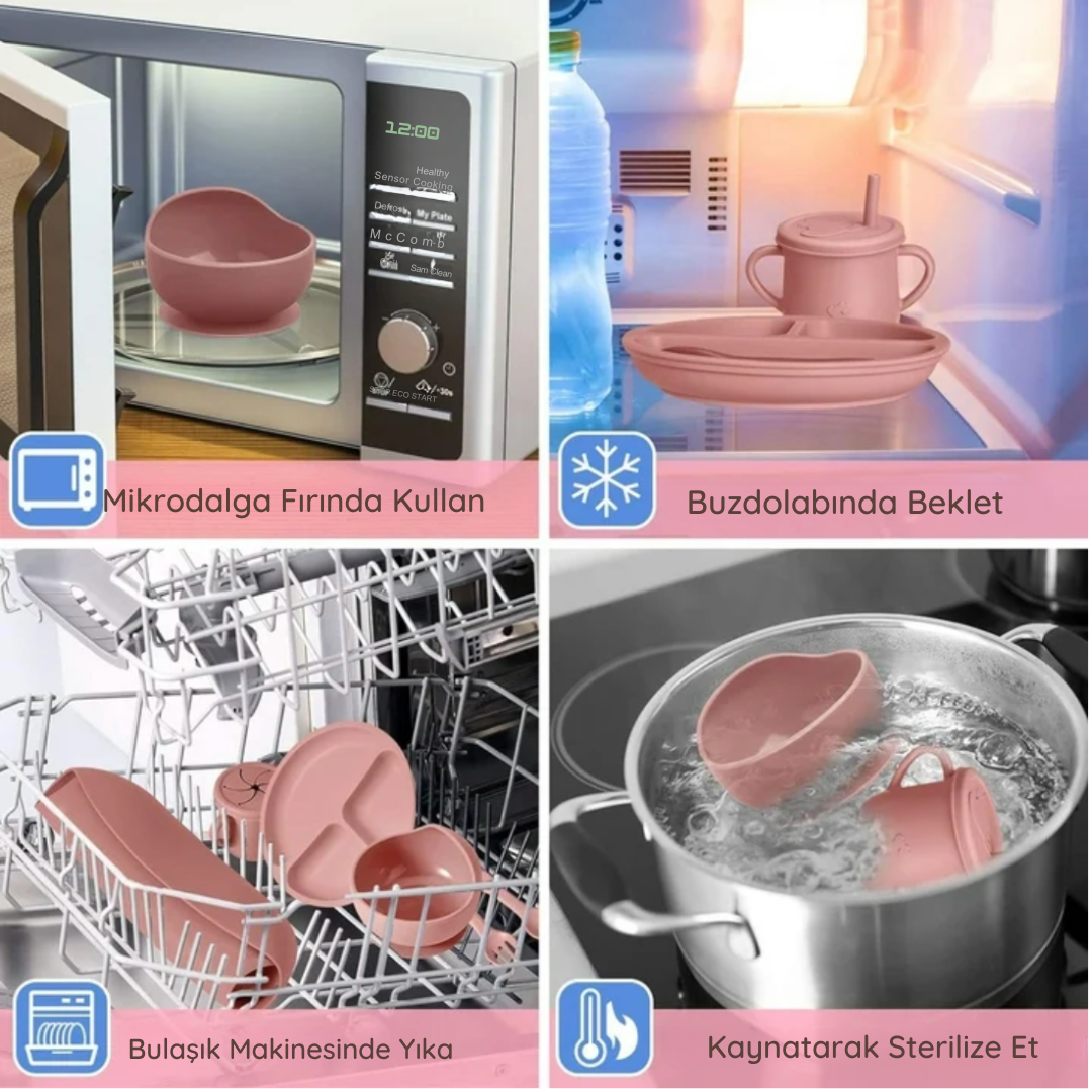 Newnest: Silikon Yemek Seti I 14 Parça